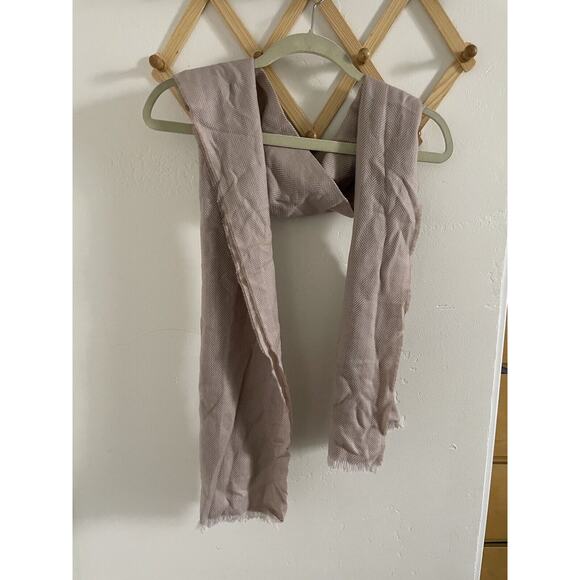 Harrods of London Scarf 100% Merino Wool Soft Long Light Brown Cream - Picture 7 of 8